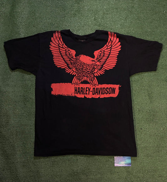 Harley Davidson black & red eagle tee