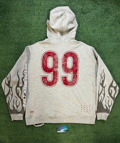Ksubi grey zipup flame hoodie