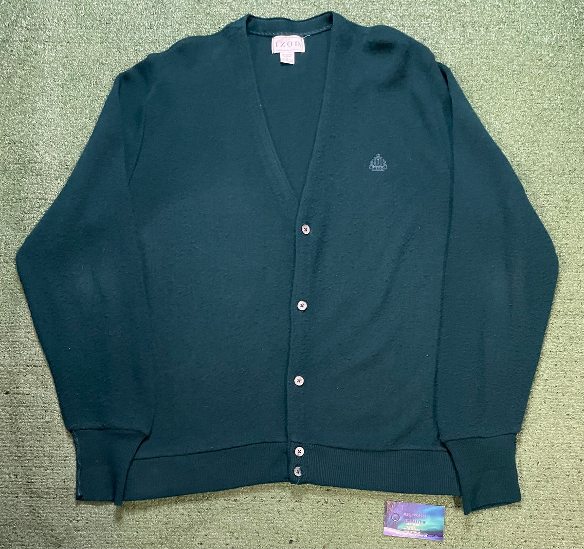 vintage dark teal IZOD V-neck cardigan