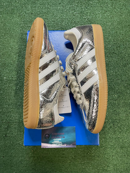 Adidas samba silver metallic cracked leather