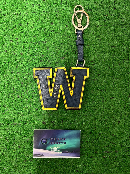 Prada W Letterman saffiano keychain