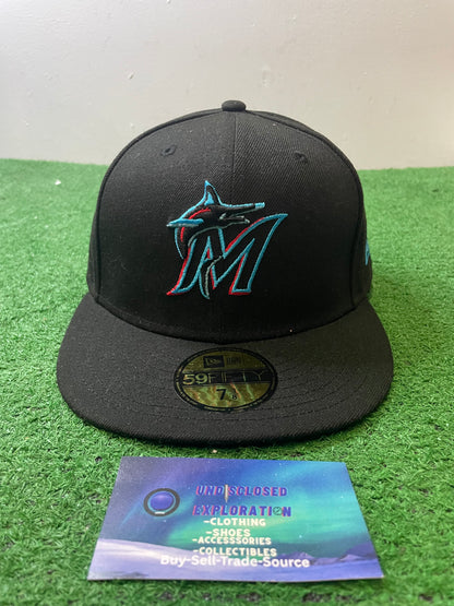 Miami Marlins black fitted new era hat