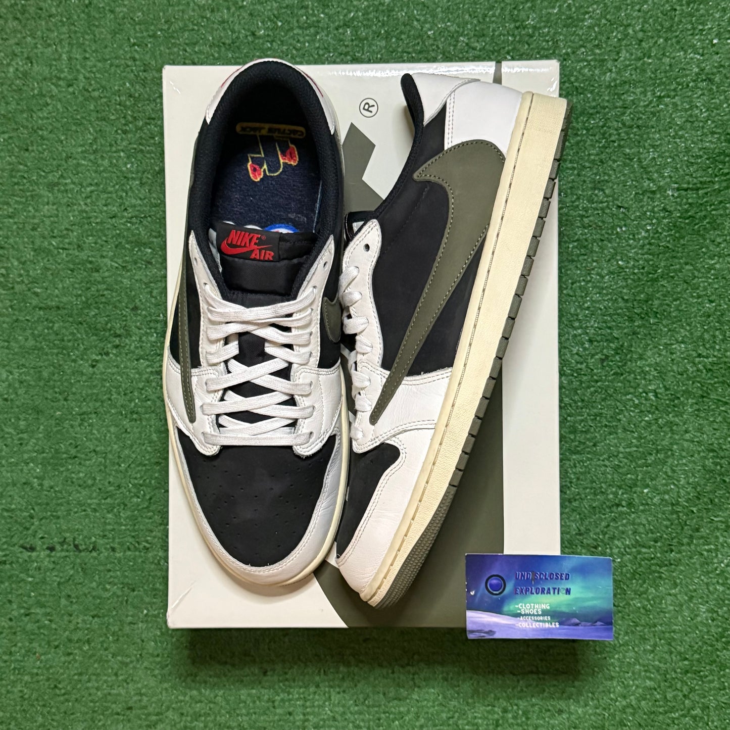 Jordan 1 Low Travis Scott Olive 11.5 Men/13 Women “Preowned”