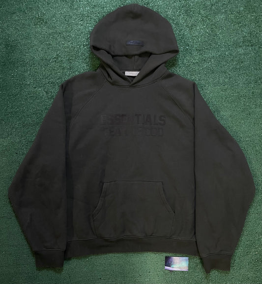 Fear of God Essentials off black hoodie