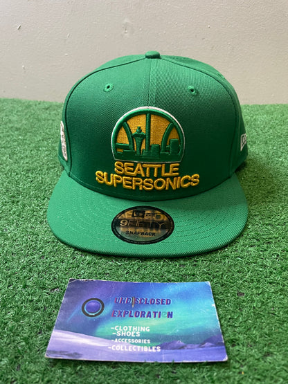 Seattle SuperSonics skyline green and yellow new era hat