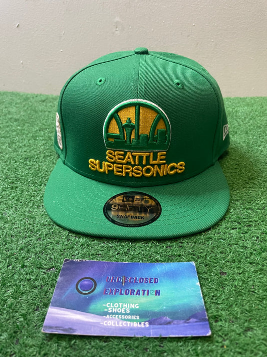 Seattle SuperSonics skyline green and yellow new era hat