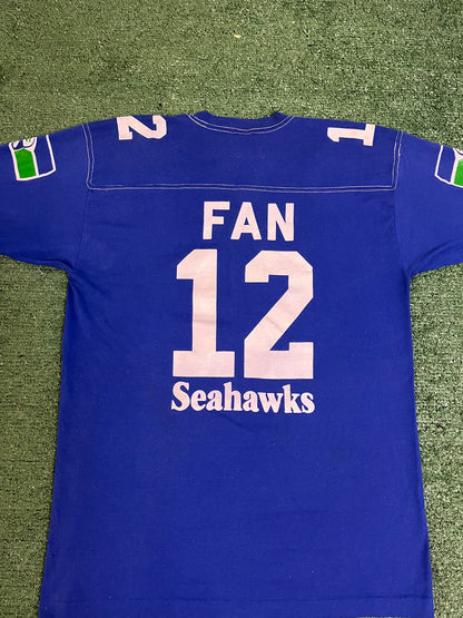 Vintage 1980s Seattle Seahawks KIRO FM Promo News Radio Fan 12 Tee