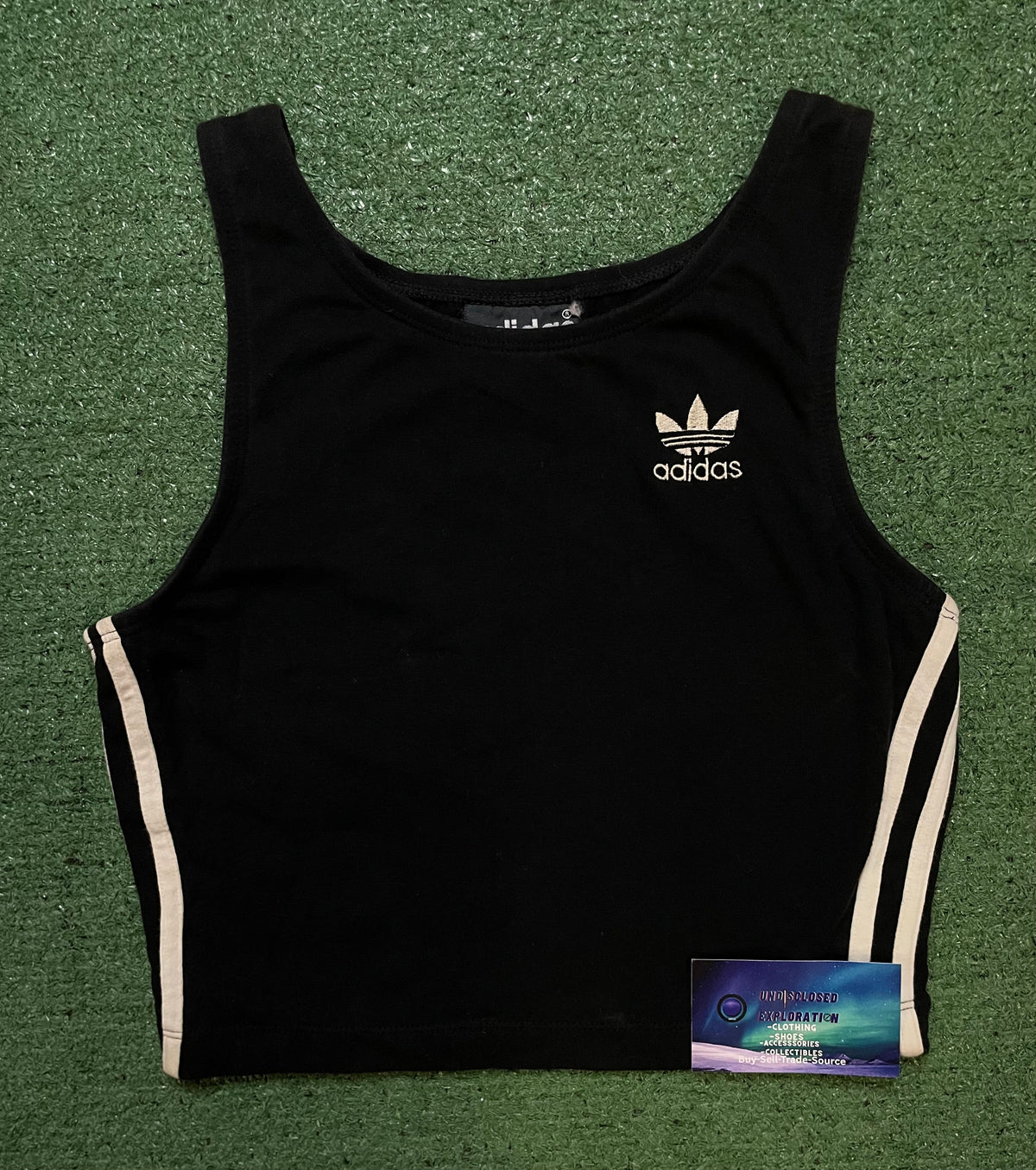 Vintage 1990s Adidas black & white embroidered tank top