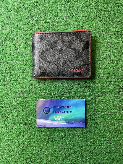 COACH  black and red signature wallet