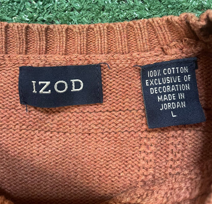 Izod orange square block knit sweater