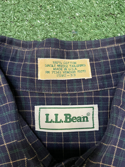 vintage L.L. Bean navy blue checkered longsleeve buttondown shirt
