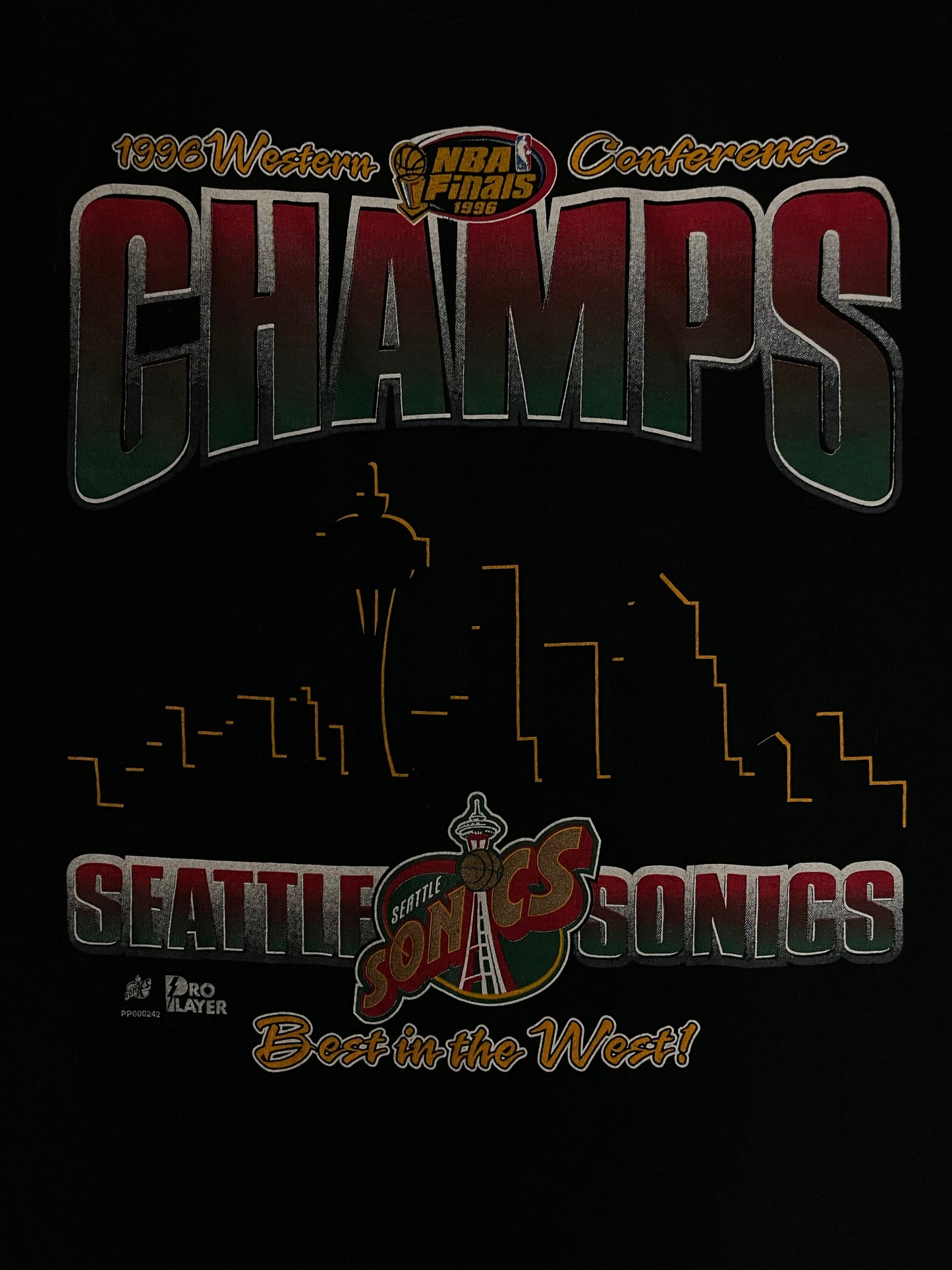 Vintage 1990s Seattle Sonics western conference champs tee