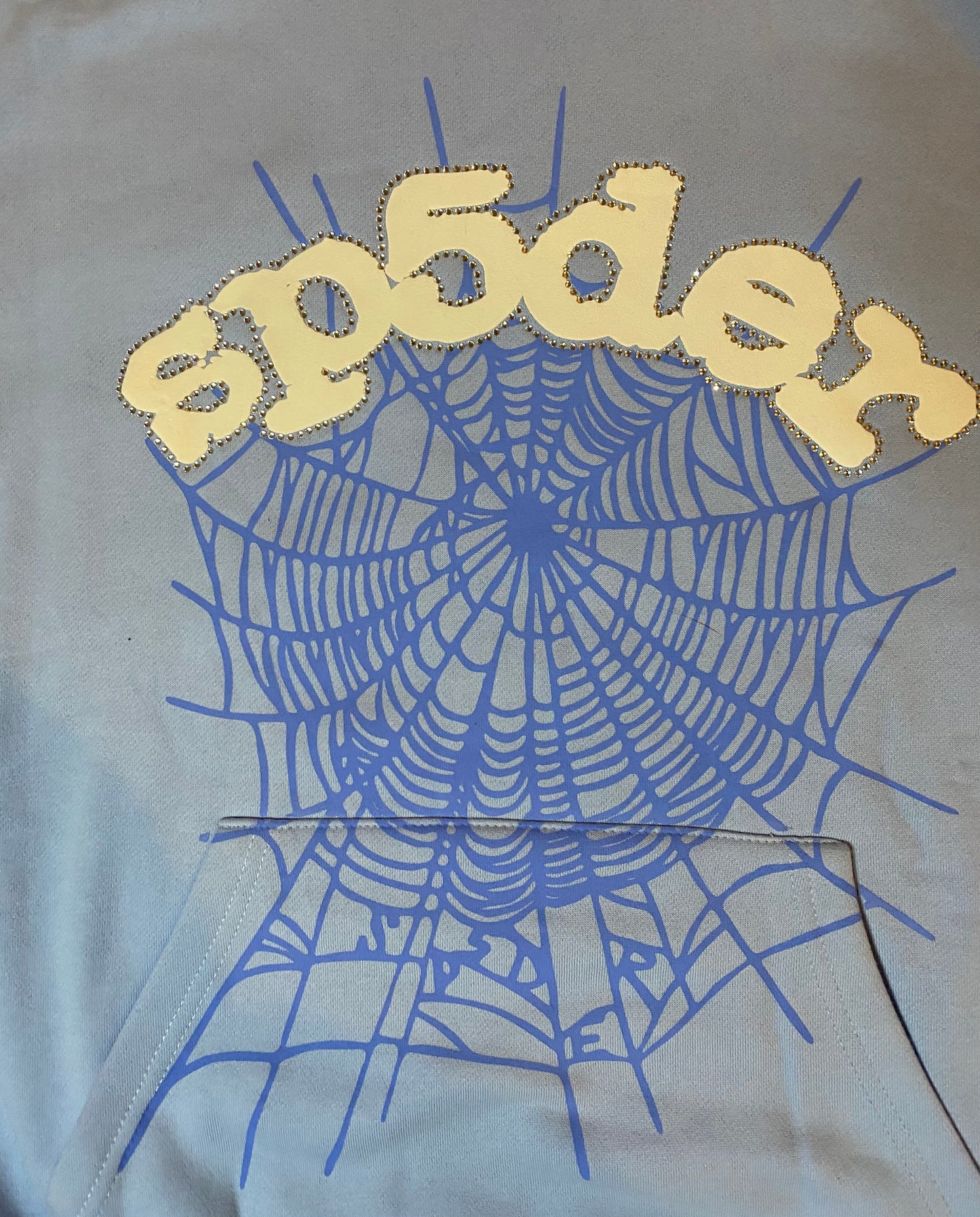 Sp5der sky blue web hoodie