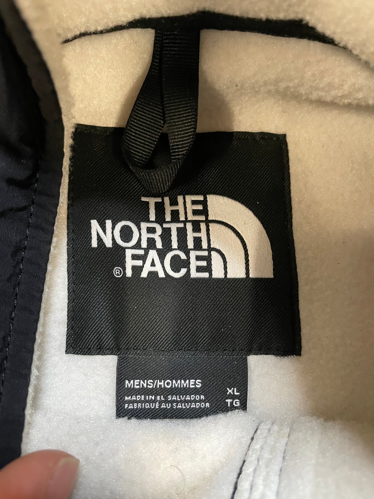 The North Face white and black Denali jacket