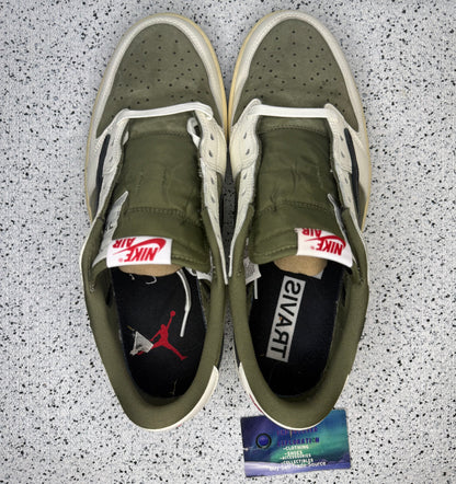 Jordan 1 Low Travis Scott Medium Olive 11.5 Men/13 Women “Preowned”