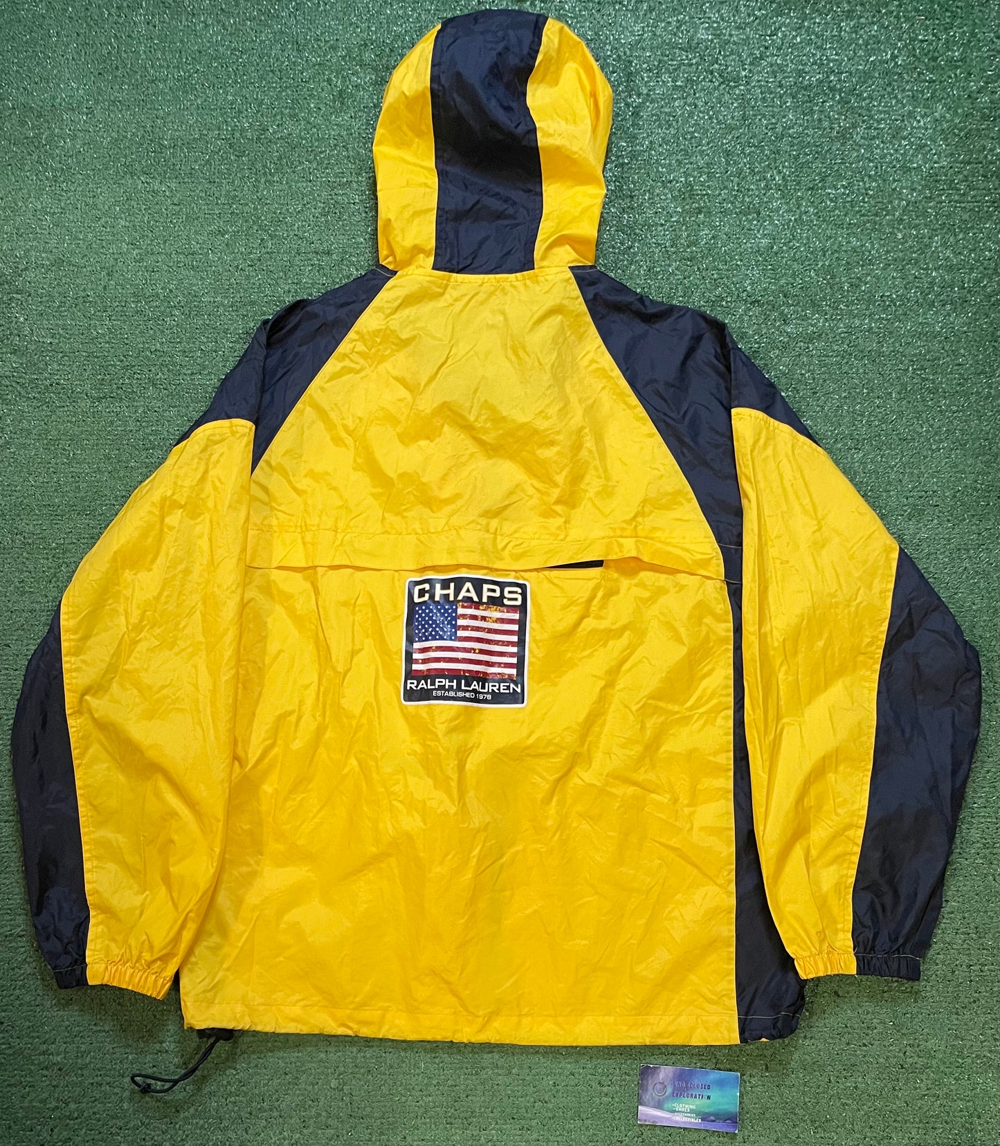 Vintage 1990s CHAPS Ralph Lauren yellow windbreaker jacket