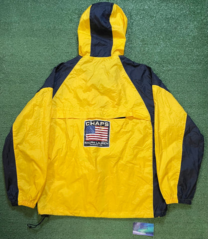 Vintage 1990s CHAPS Ralph Lauren yellow windbreaker jacket