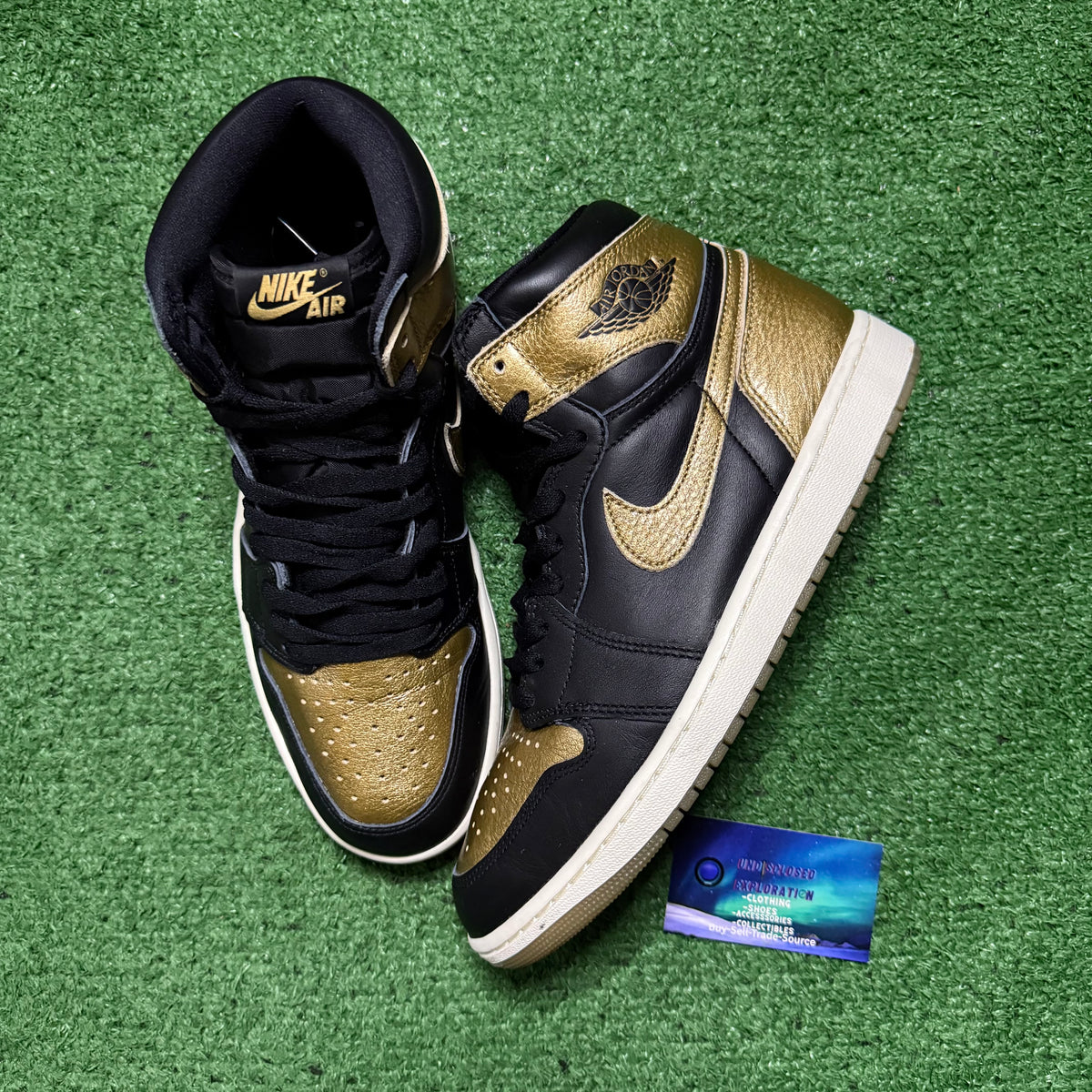 Jordan 1 Black Metallic Gold 10 Men “Preowned”