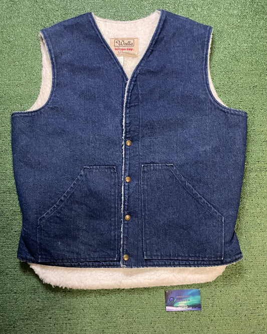 Vintage 1970s Walls Sherpa denim vest