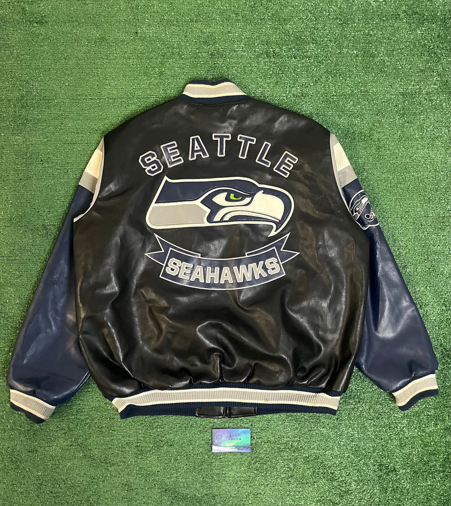 Vintage 2000s Seattle Seahawks leather varsity jacket