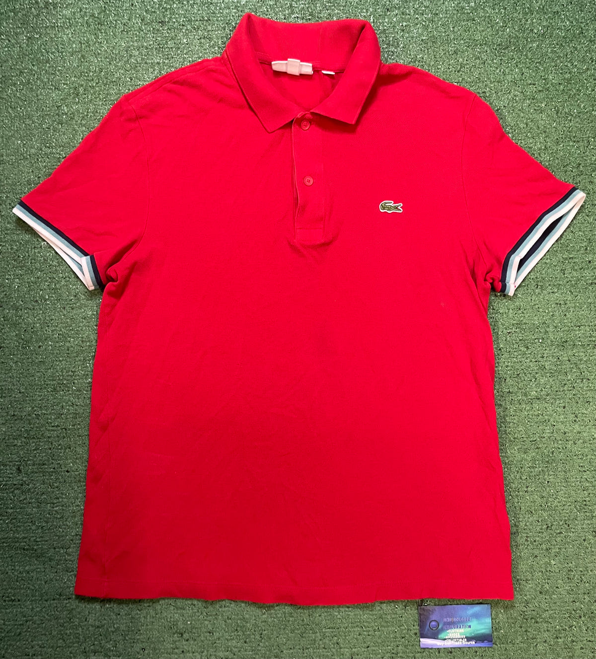 Lacoste red striped polo