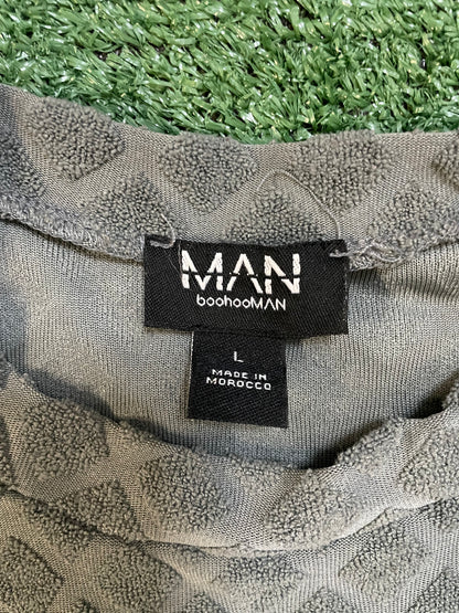 boohooMAN grey quilted tee
