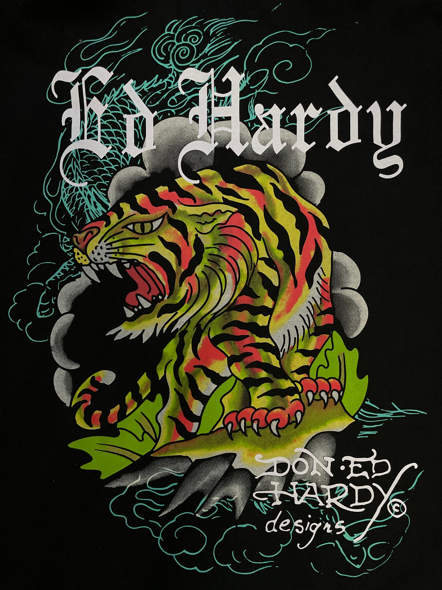 Ed Hardy all over print tiger hoodie