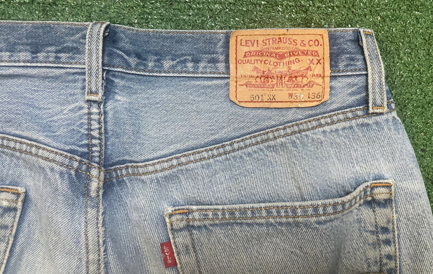 vintage Levi's 501XX button fly light blue wash jeans