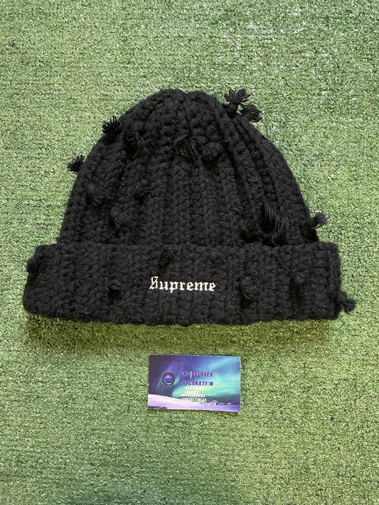 Supreme hand tied black beanie