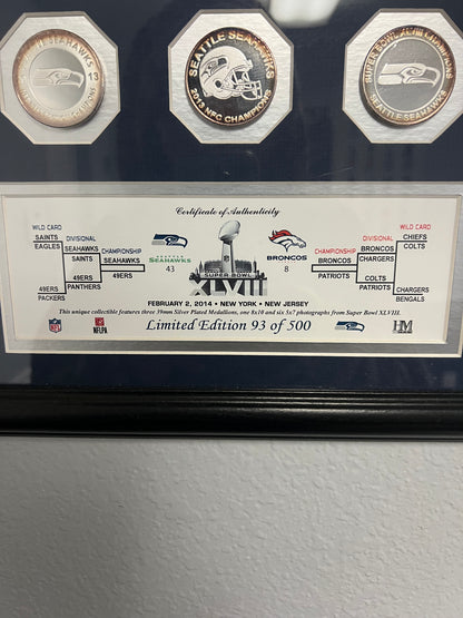 Seattle Seahawks Super Bowl XLVIII 48 2014 limited edition 93 of 500 plaque