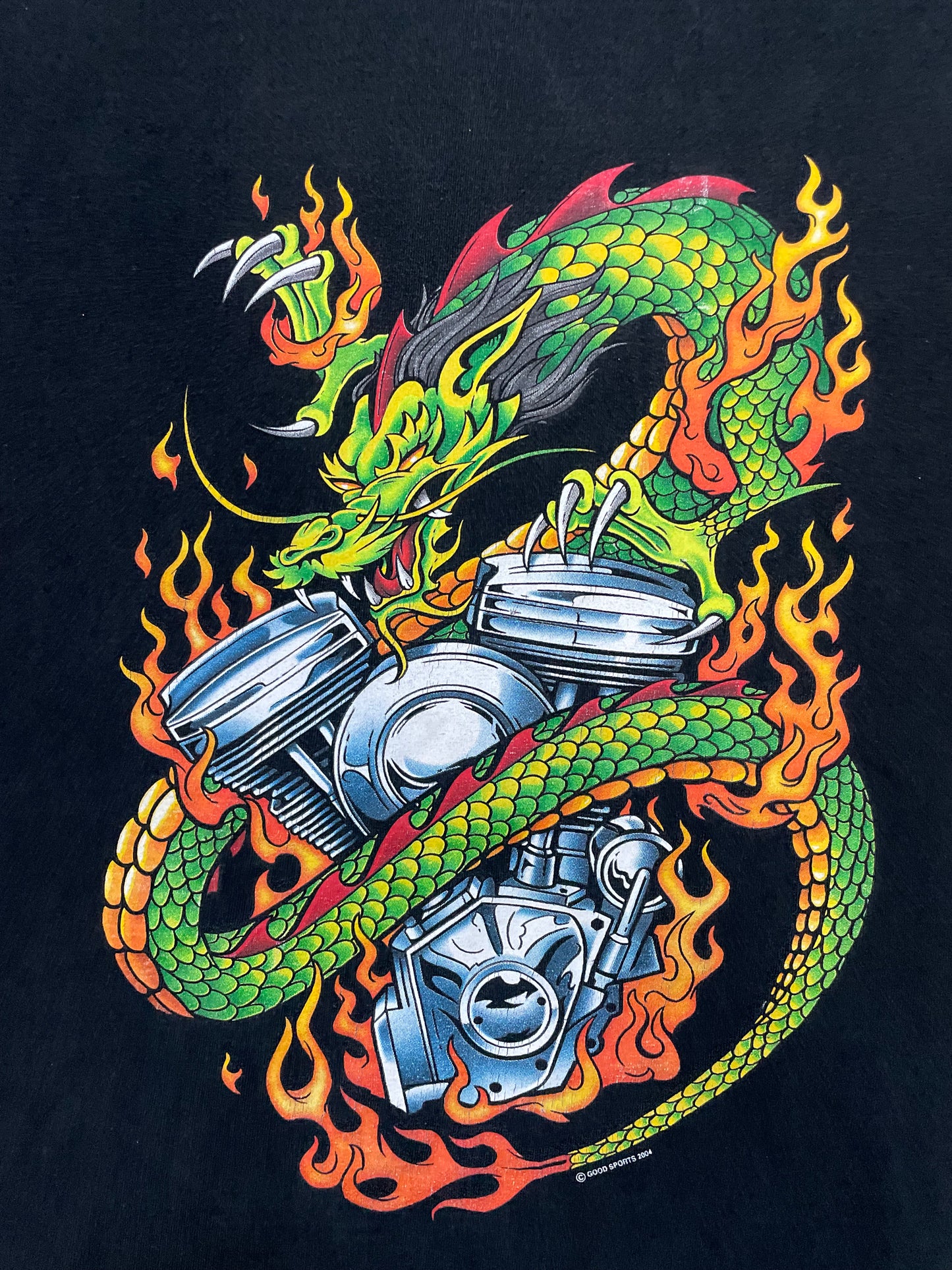 Vintage 2000s Flaming dragon biker longsleeve