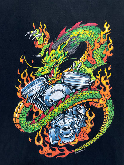 Vintage 2000s Flaming dragon biker longsleeve