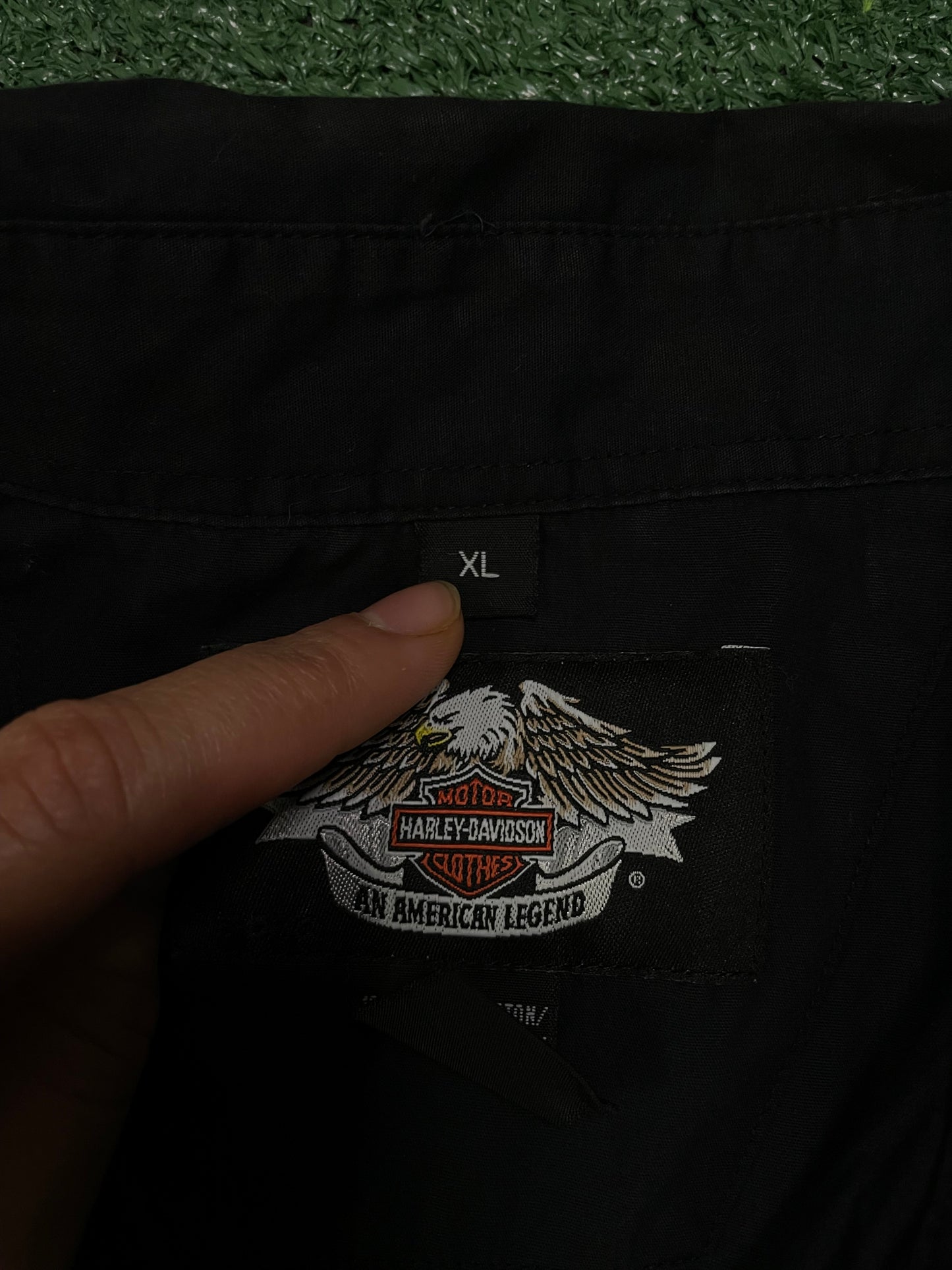 Vintage 1990s Harley Davidson eagle embroidered button up