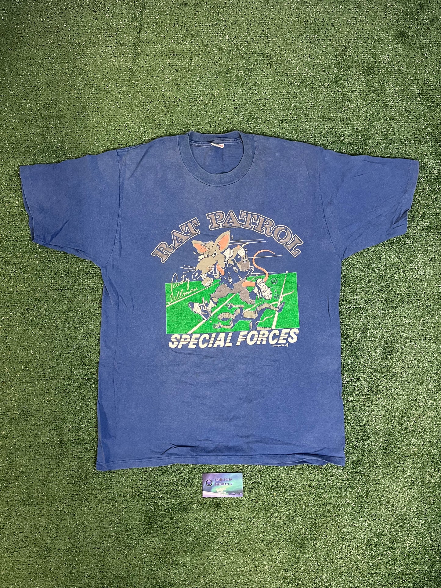 Vintage 1980s Seattle Seahawks Rat Patrol Rusty Tillman Tee