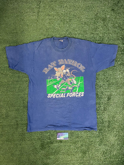 Vintage 1980s Seattle Seahawks Rat Patrol Rusty Tillman Tee