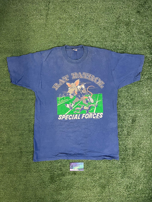 Vintage 1980s Seattle Seahawks Rat Patrol Rusty Tillman Tee