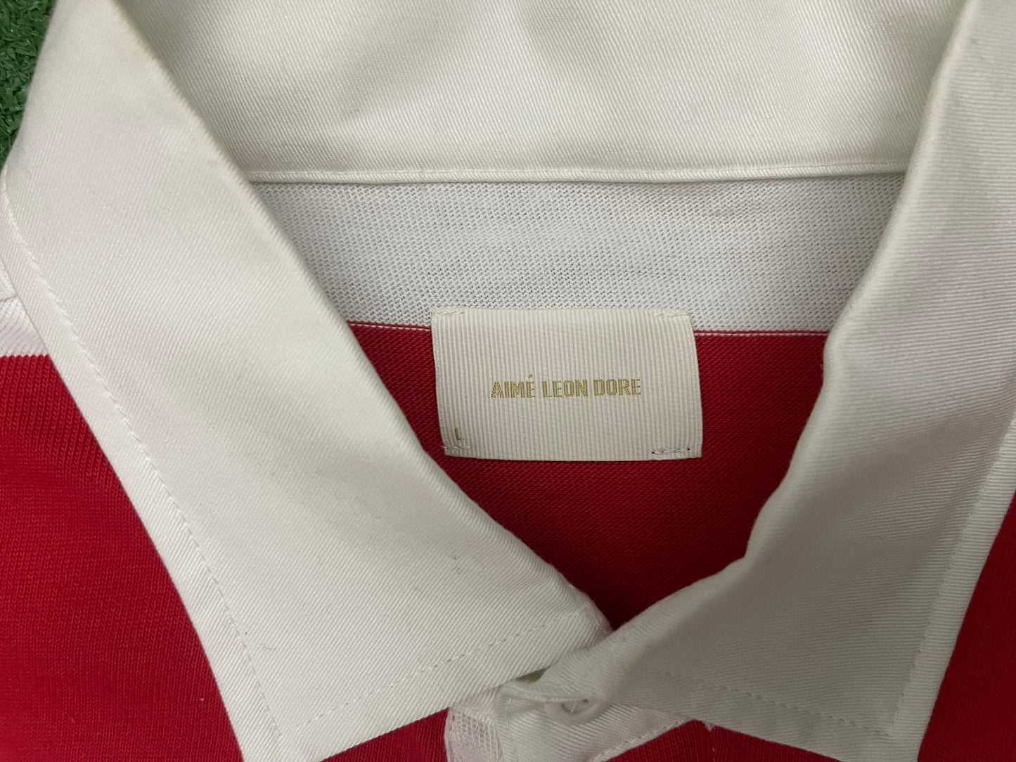 Aimé Leon Dore Red Striped Polo Shirt
