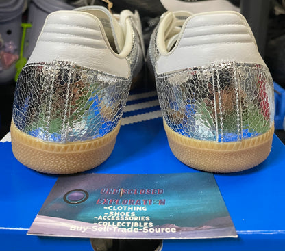 Adidas samba silver metallic cracked leather