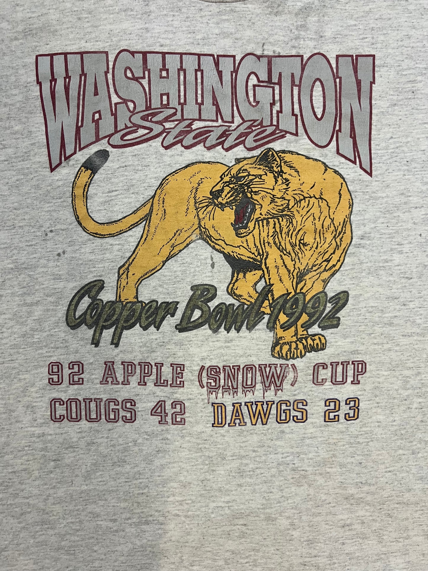 Vintage 1992 WSU Washington state University copper bowl distressed tee