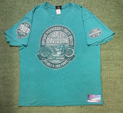 Harley Davidson motorcycle teal Tacoma tee