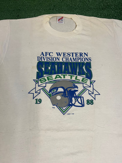 Vintage 1988 Seattle Seahawks AFC western division champions tee