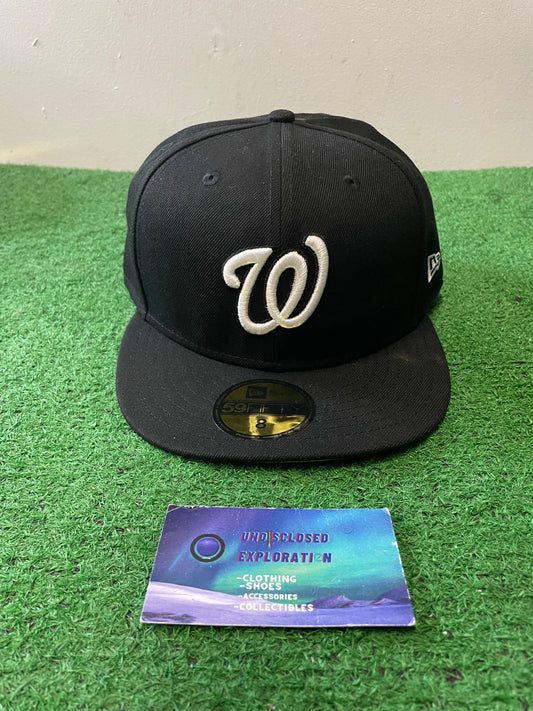 Washington nationals black white new era fitted hat