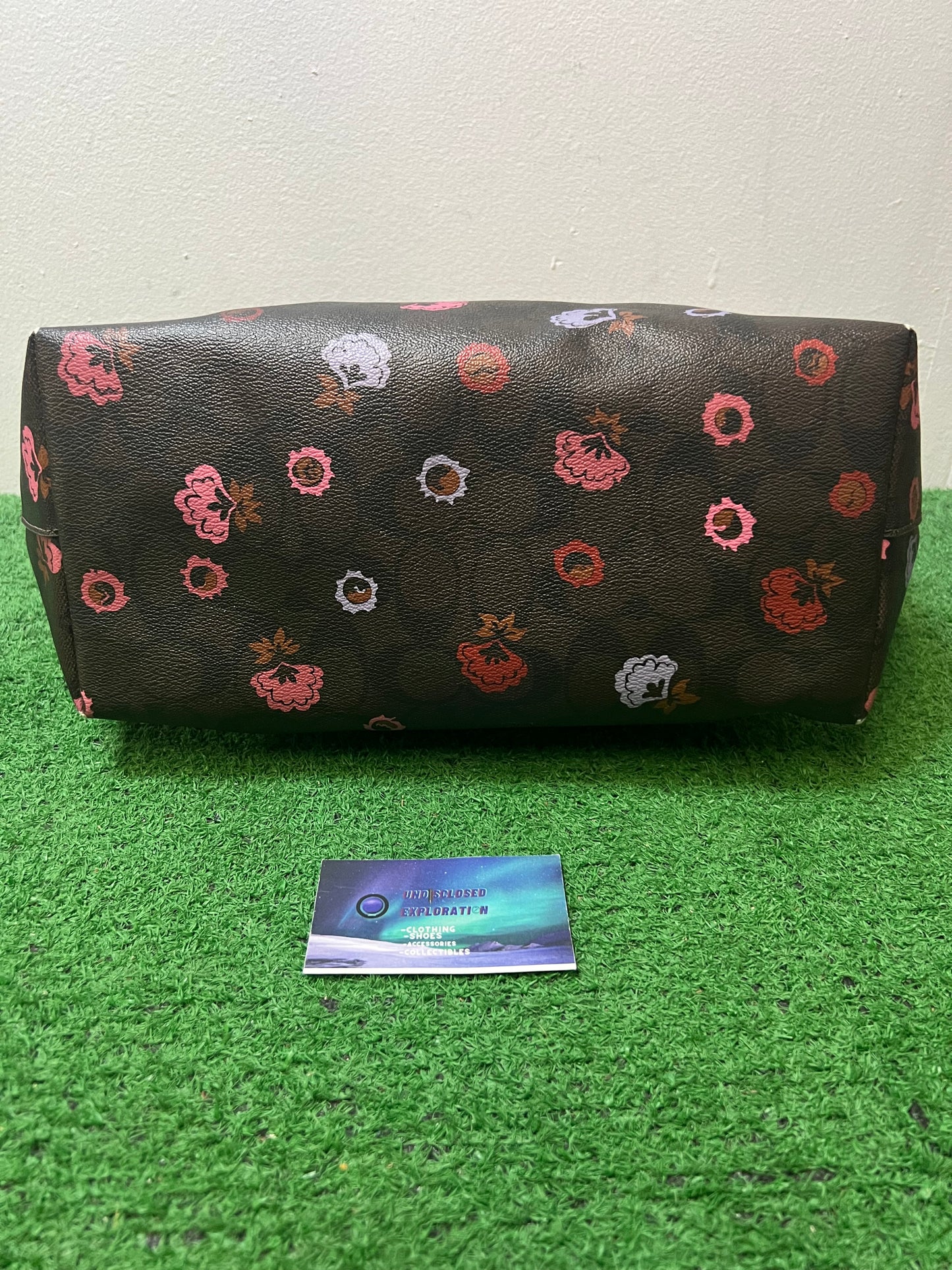 Coach peony floral oxblood cherry tote bag