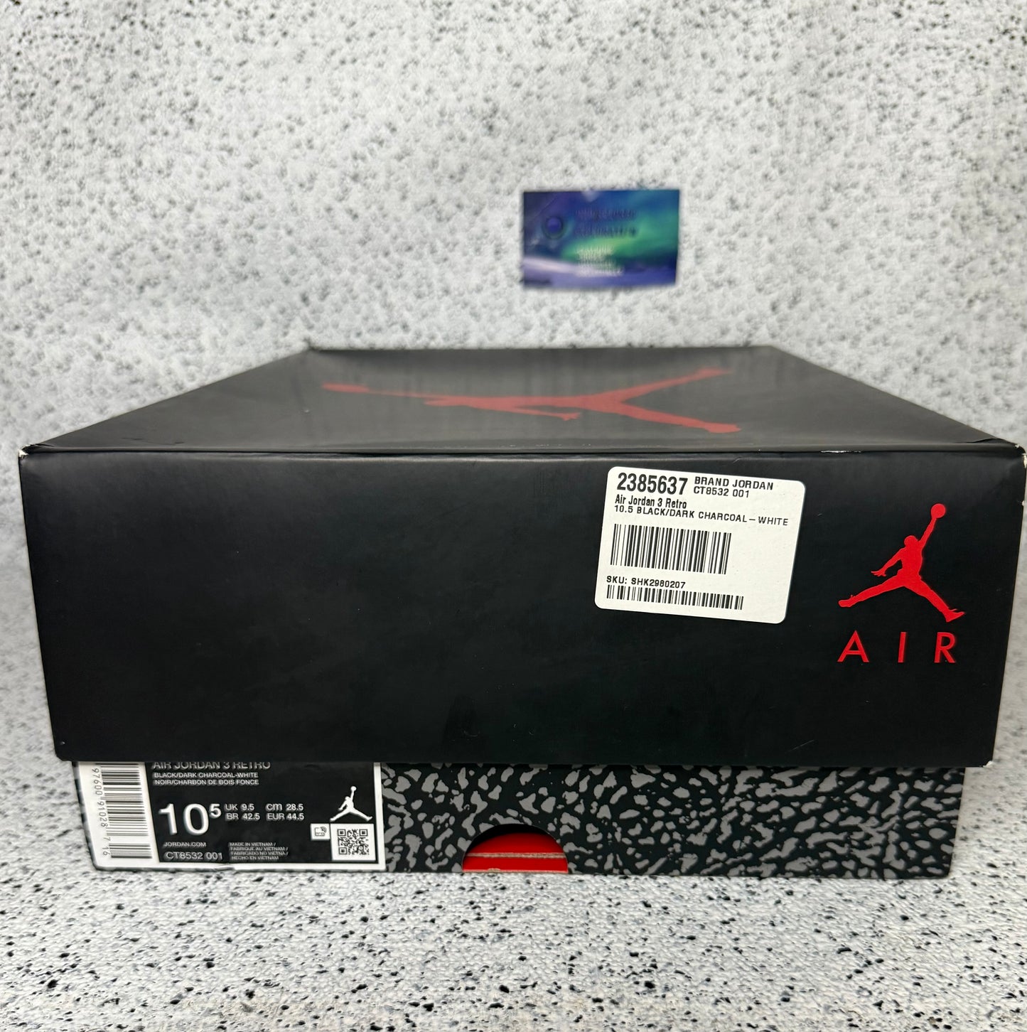 Jordan 3 Black Cat 10.5 Men/12 Women “Preowned”