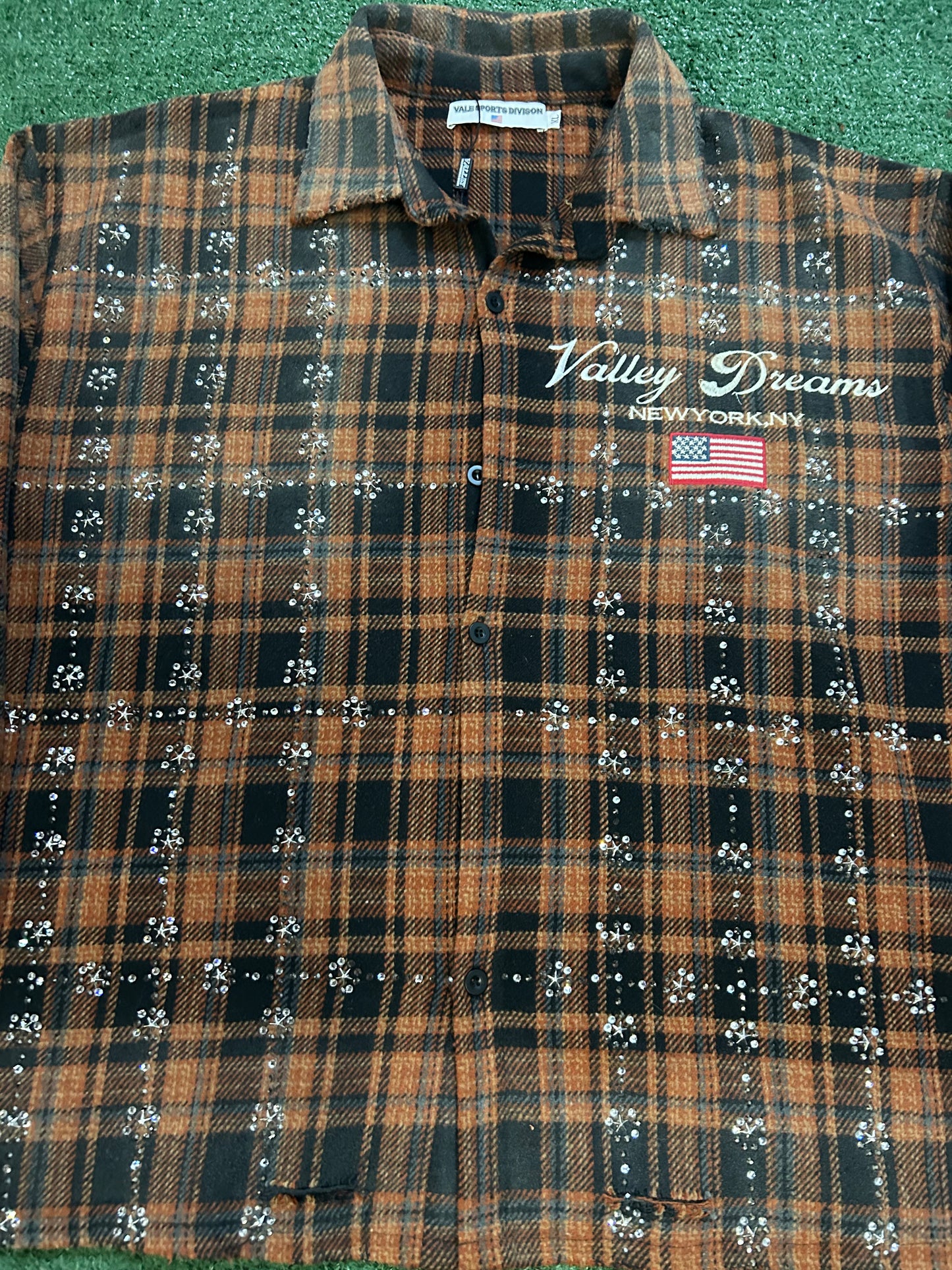 Vale Valley dreams pumpkin rhinestone flannel