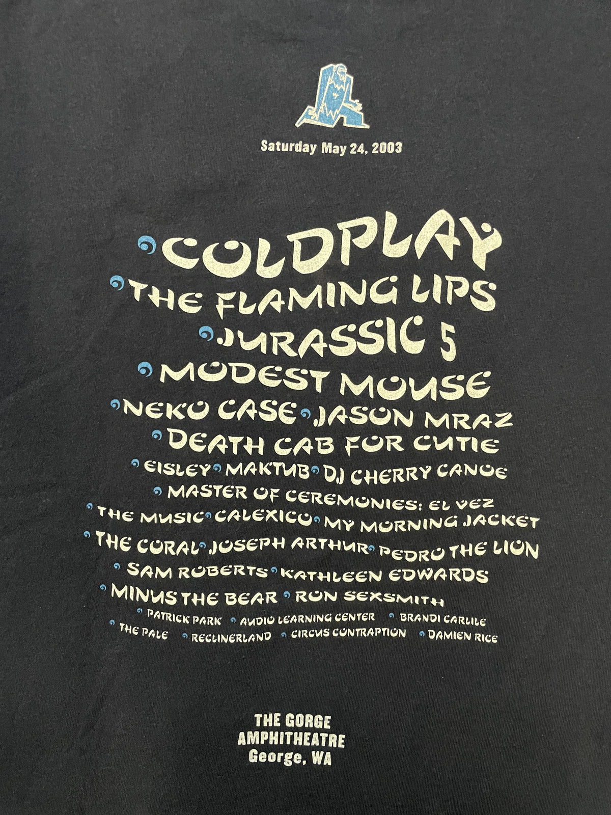 Vintage 2000s Sasquatch music festival Coldplay tee