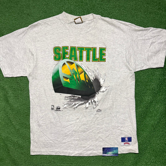 Vintage Seattle SuperSonics Logo Break Through Shirt