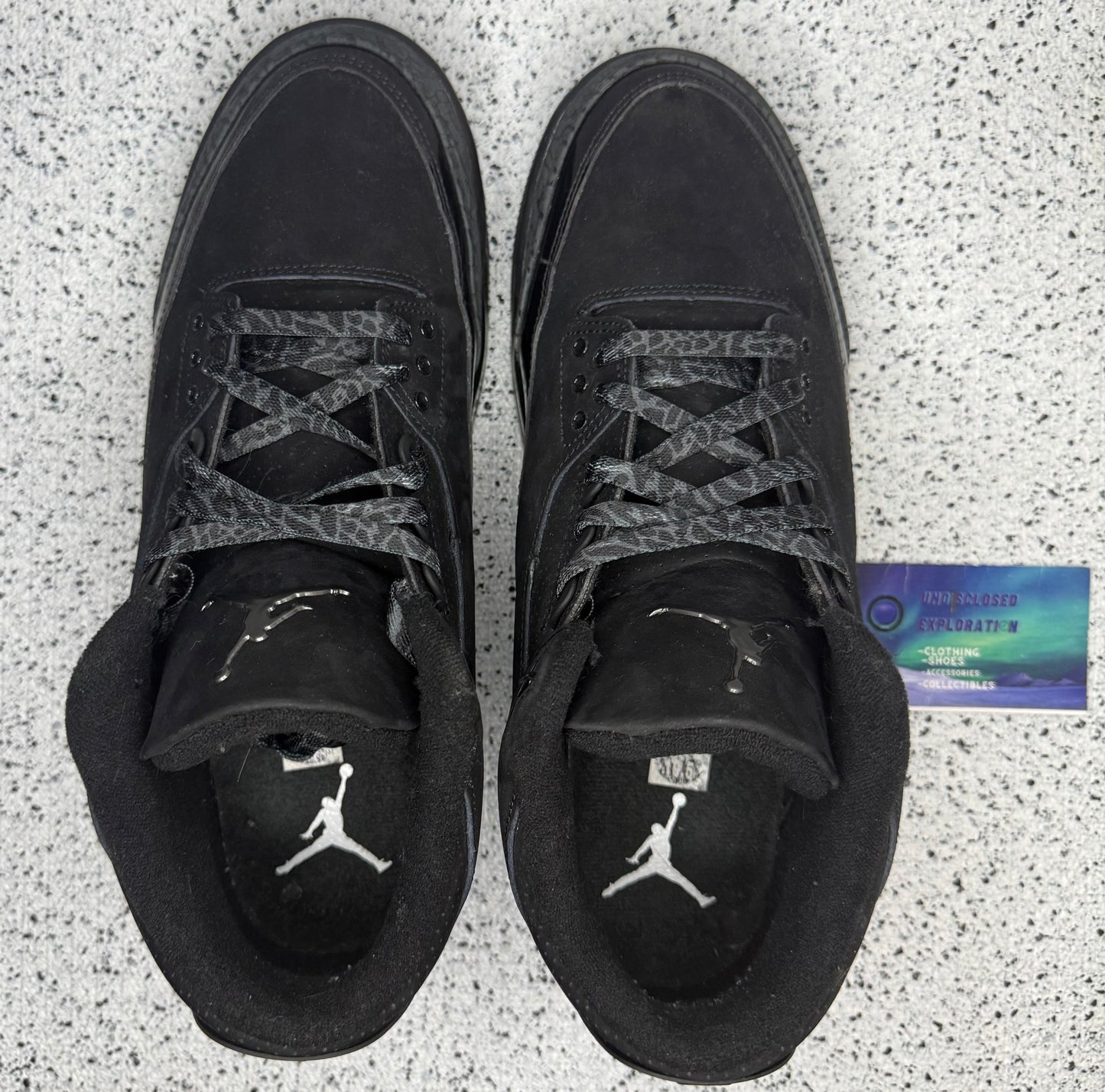 Jordan 3 Black Cat 10.5 Men/12 Women “Preowned”