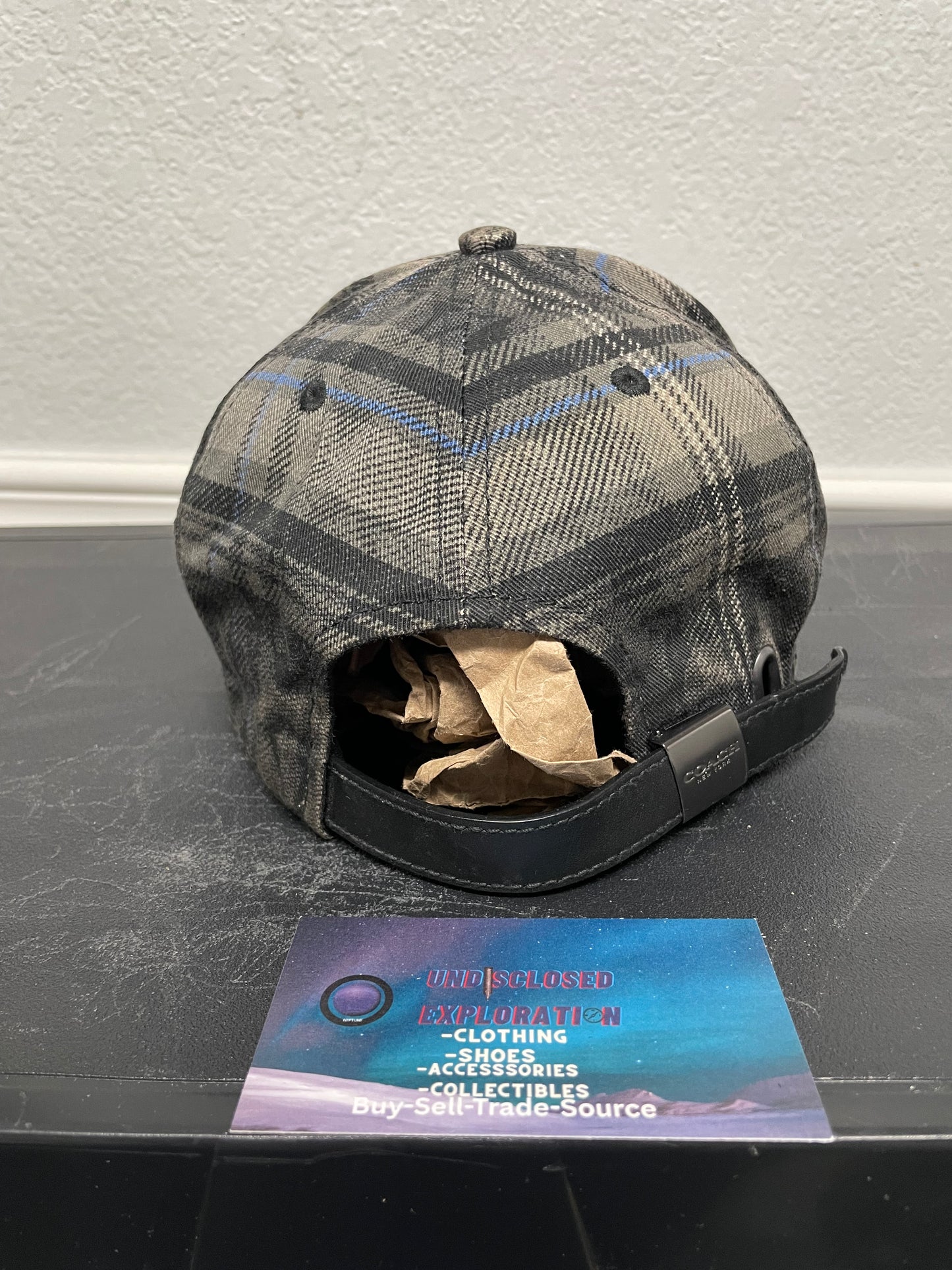 Coach charcoal plaid signature hat