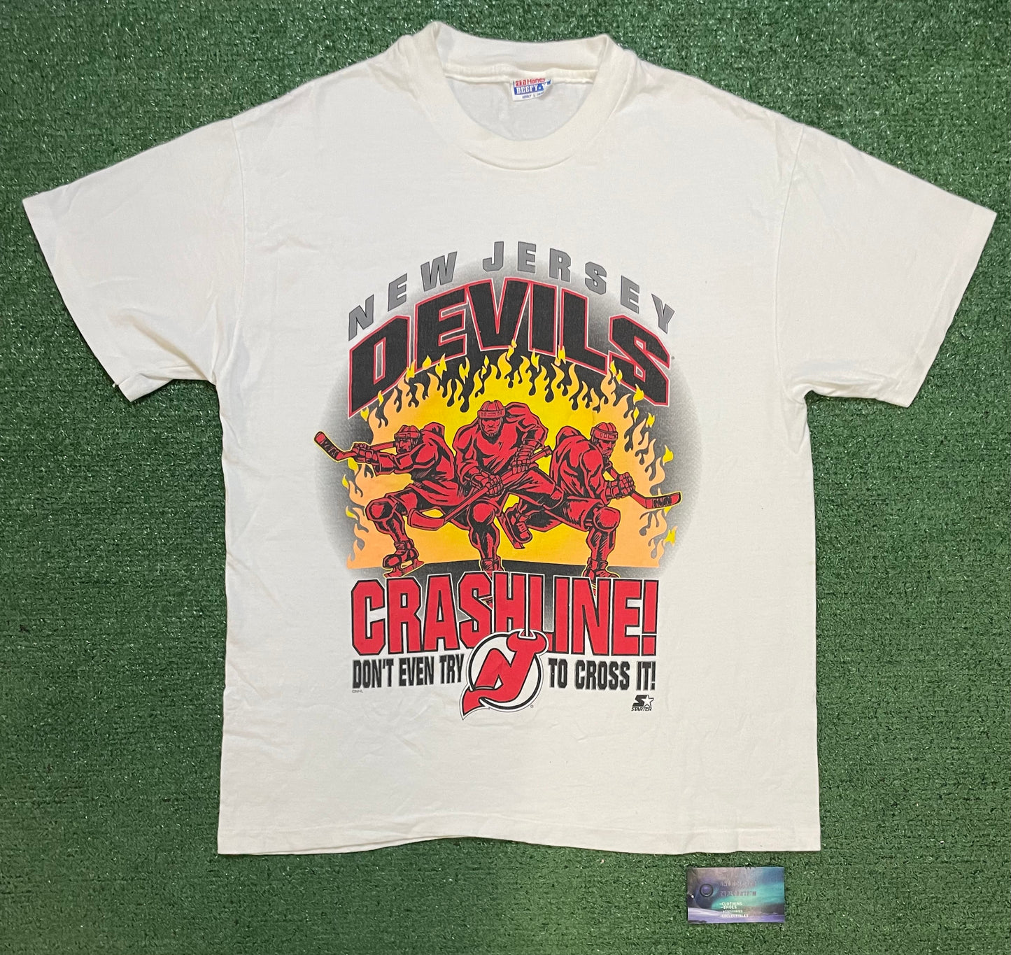Vintage 1990s New Jersey Devils crash line tee
